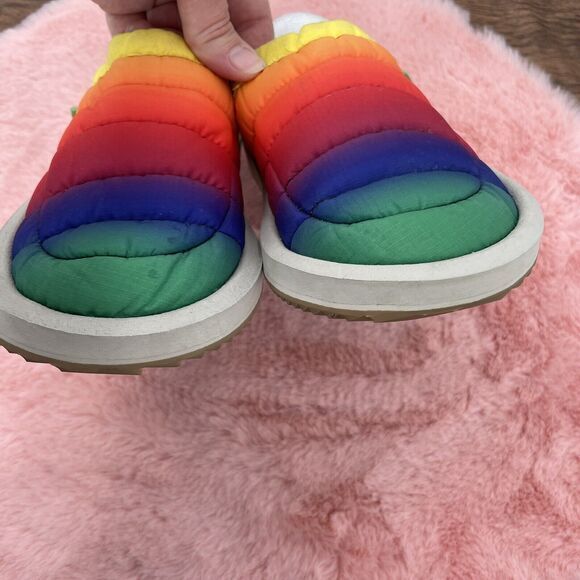 Sanuk Lil‎ Puffer Rainbow Mulitcolor Slip On Mules Shoes Kids Youth Size 5 NEW - Picture 2 of 6